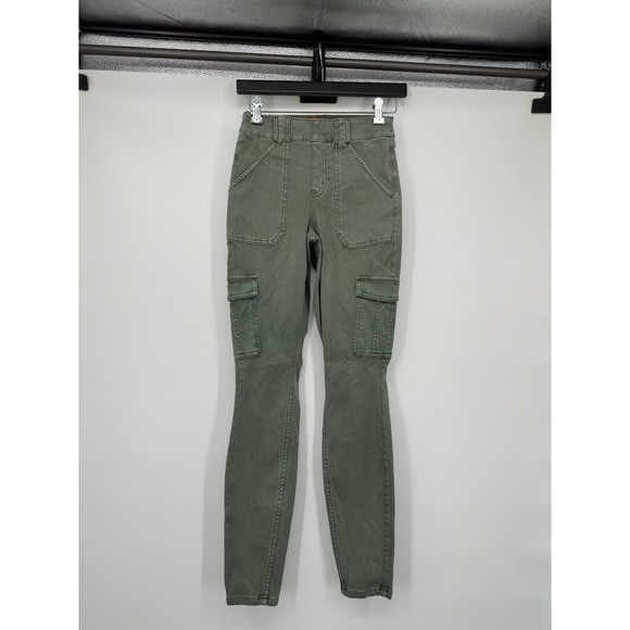 SPANX $118 Stretch Pull On‎ Green Cargo Casual Slim Leggings Pants Size s/P - Picture 2 of 10